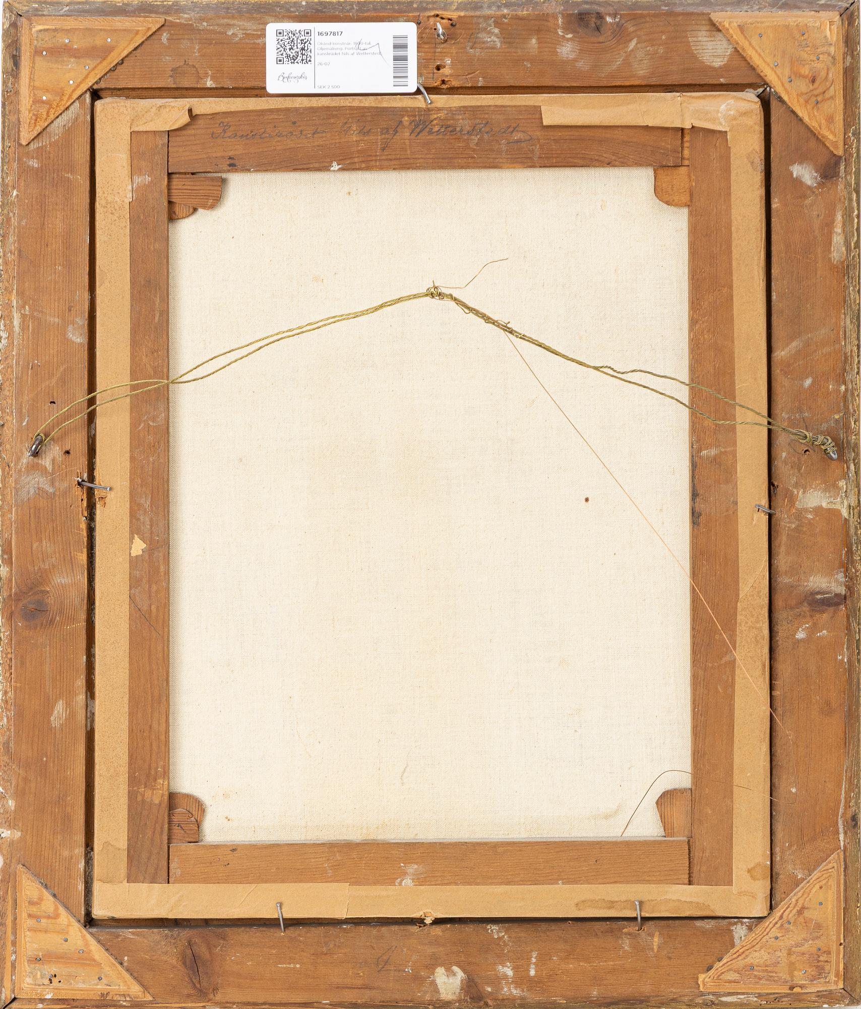 Unknown artist, 19th century. "Councillor Nils af Wetterstedt".