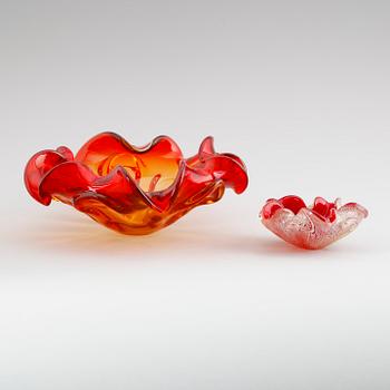 SKÅLAR, 2 st, glas, Murano, Italien, 1900-talets mitt.