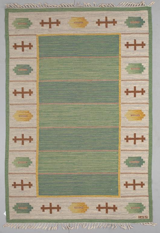 RUG. Flat-weave (Rölakan). Signed AGS (Anna-Greta Sjöquist). Sweden around the middle of the 20th century.