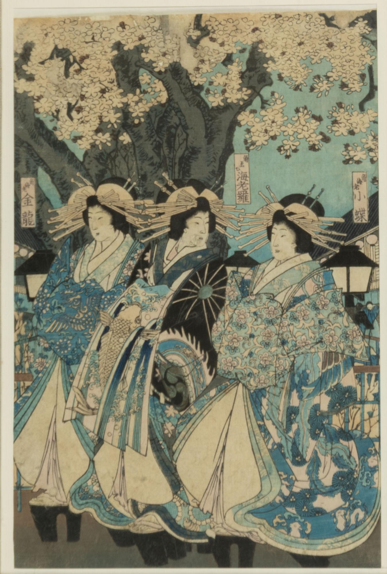 Träsnitt, triptyk, Japan, 1800-tal.