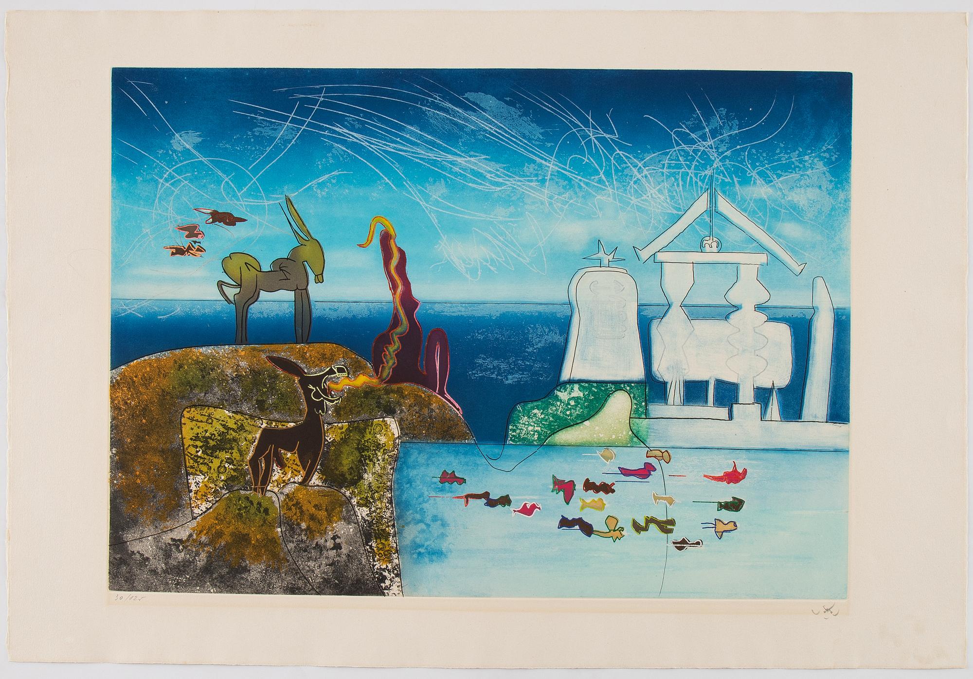 Roberto Matta, mapp med 10 st färgakvatinter, 1975, signerade med blyerts 30/125.