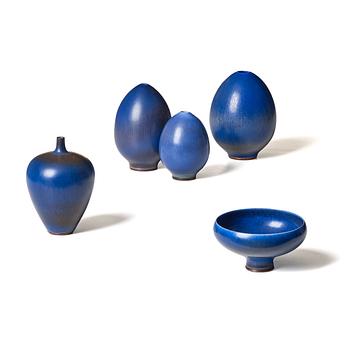 52. Berndt Friberg, a set of 4 vases and a bowl, Gustavsberg Studio, Sweden, 1963-70.