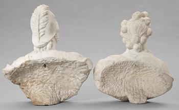 A pair of Swedish Baroque 17th century white marble busts representing Pomona och Mars.
