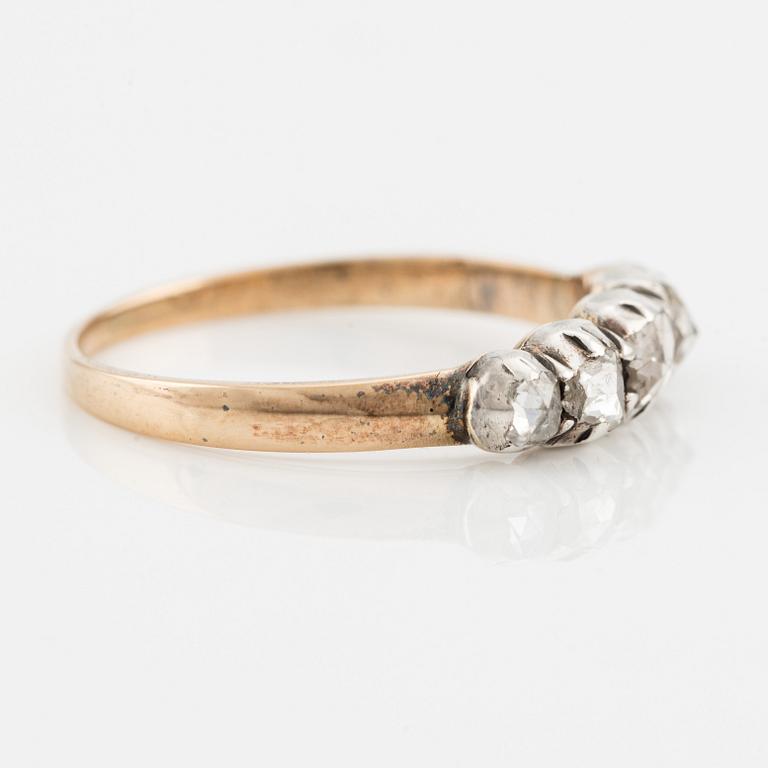 Ring, 18K gold and silver with rose-cut diamonds.