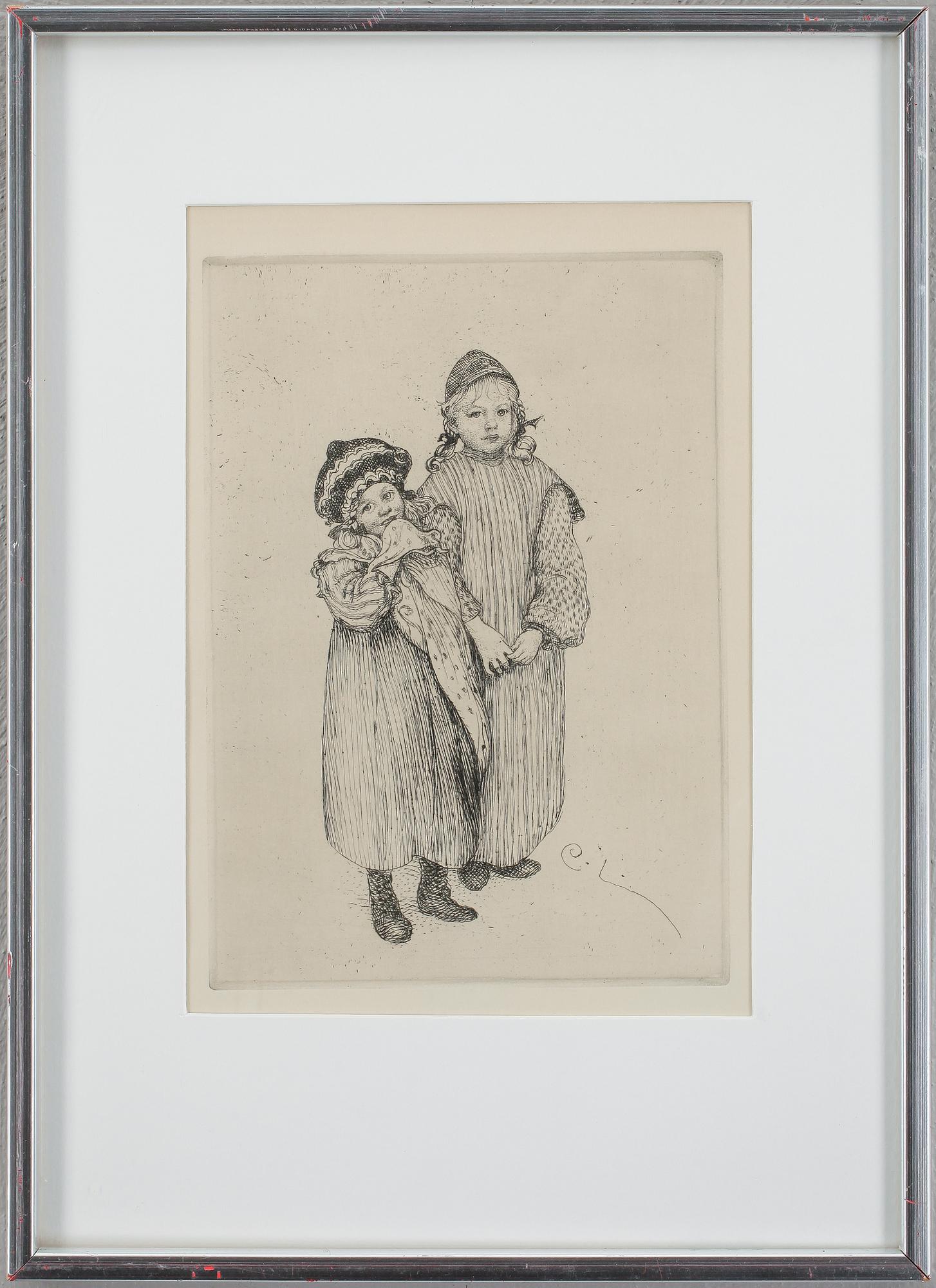 CARL LARSSON, etsning, signerad i plåten.