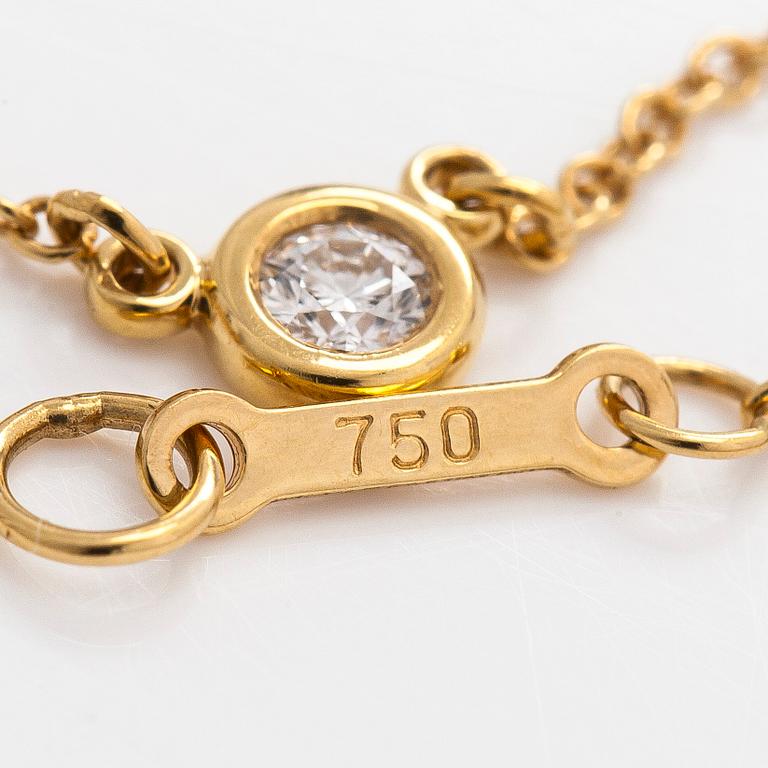 Tiffany & Co, Elsa Peretti, halsband, "Diamonds by the Yard", 18K guld med en briljantslipad diamant.