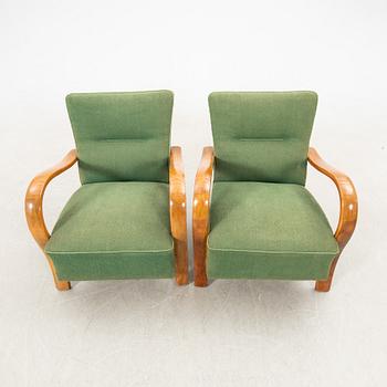 Armchairs, a pair, 1940s.
