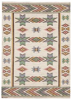 936. RUG. "Vit botten". Flat weave (Rölakan). 251 x 174 cm. Signed AB MMF.