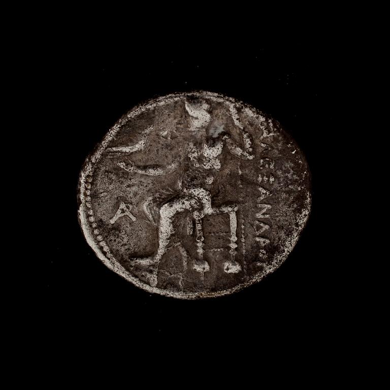 ANTIKT MYNT, silver. Alexander III(den Store). Grekland, ca 17g.