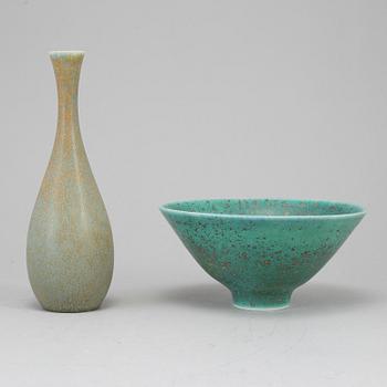 CARL-HARRY STÅLHANE, a stoneware vase and bowl, Rörstrand, Sweden, mid 20th century.