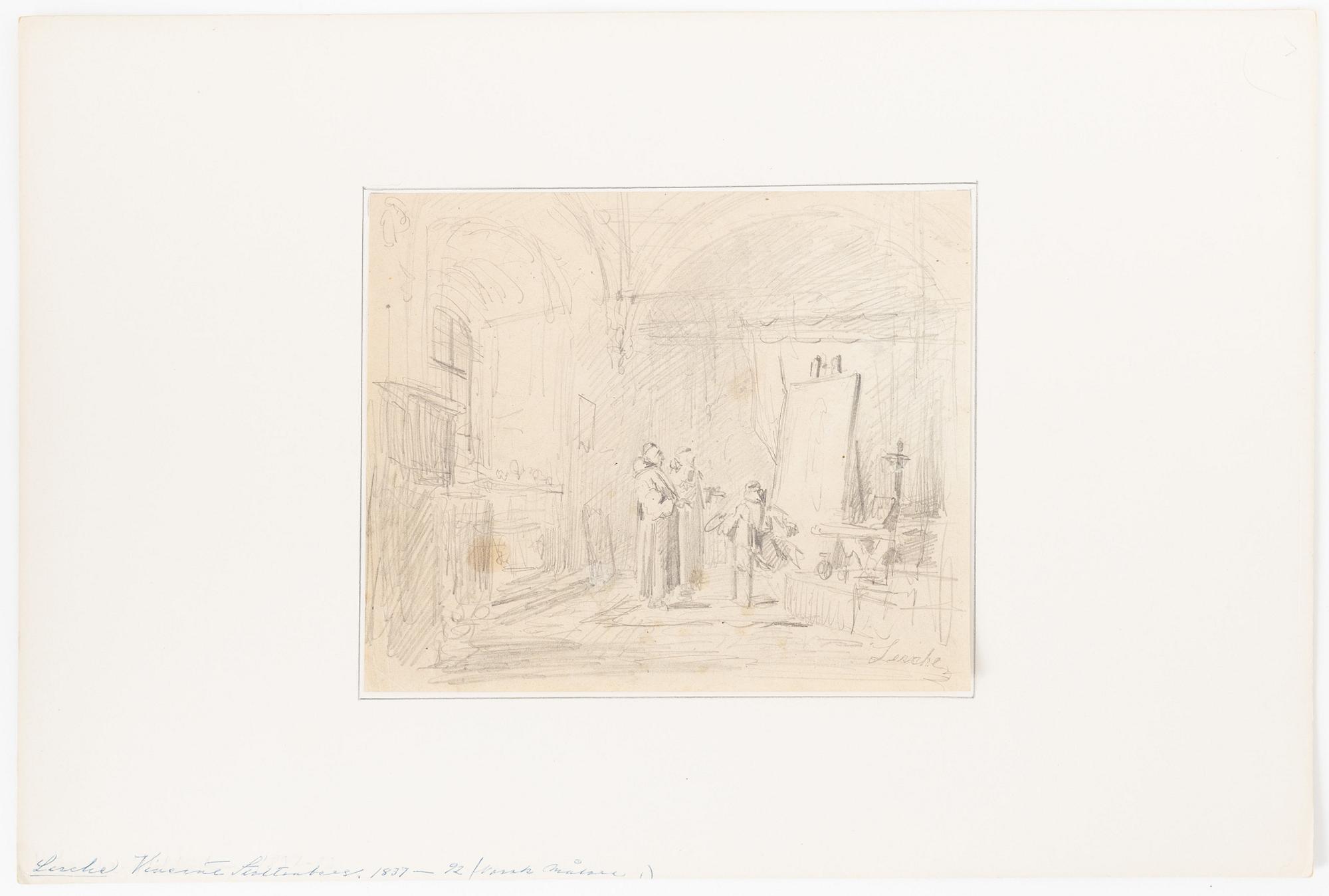 Vincent Stoltenberg-Lerche, attributed to, pensil drawing, inscribed "Lerche".