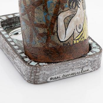 Mari Simmulson, vase / lamp base and plate, Upsala-Ekeby.