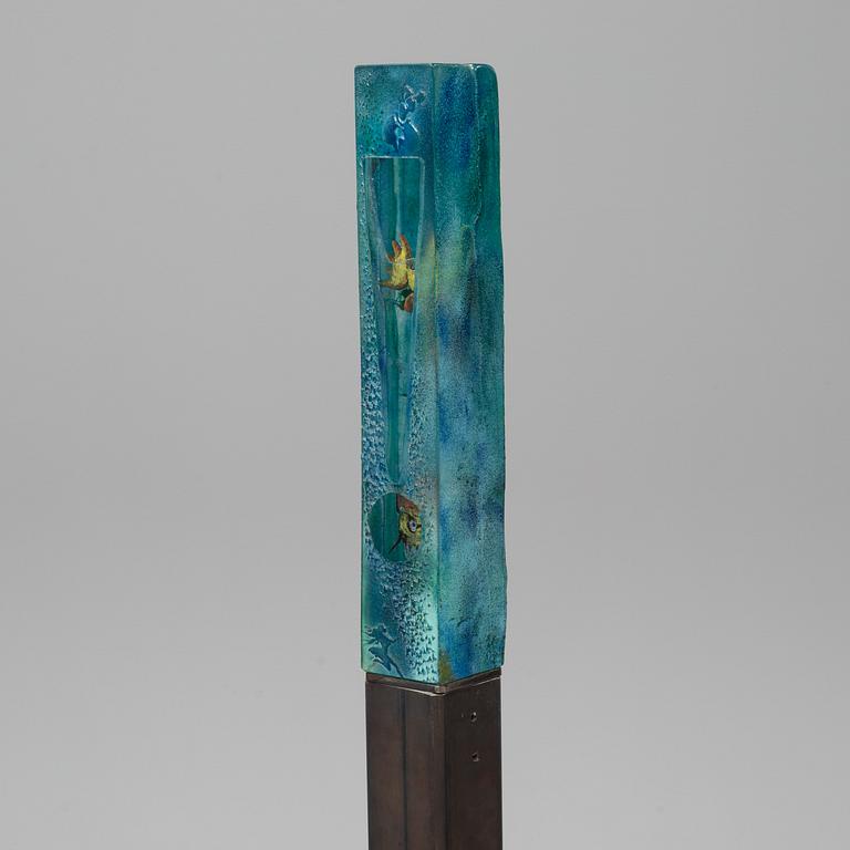KJELL ENGMAN, a unique sand cast glass sculpture, Kosta Boda, Sweden.