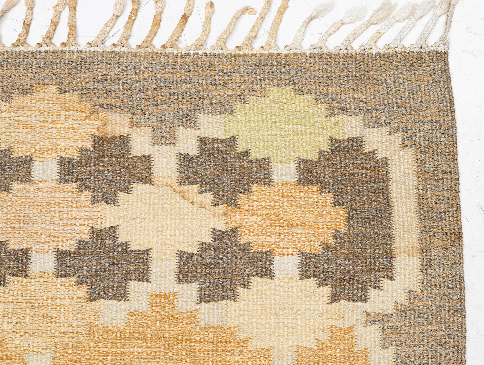 Ingegerd Silow, a flat weave rug, signed IS, c. 270 x 185 cm.