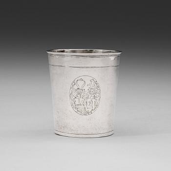 1016. A Danish late 17th century silver beaker, marks of Jesper Hansen Rust, Odense 1699.