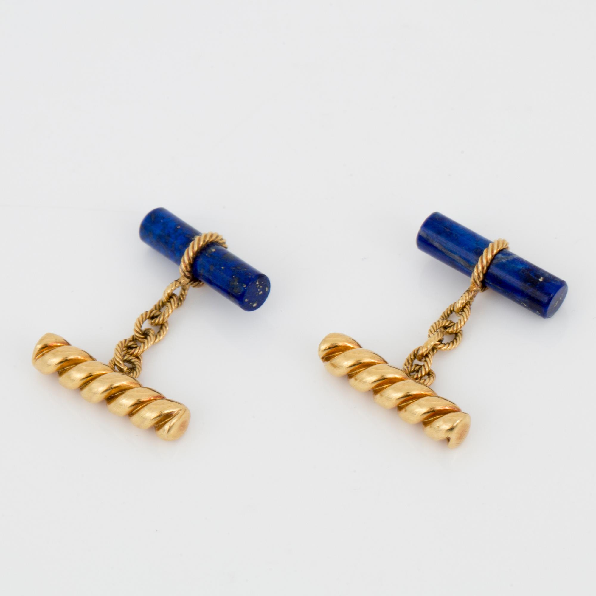 MANSCHETTKNAPPAR, ett par, med Lapis Lazuli.