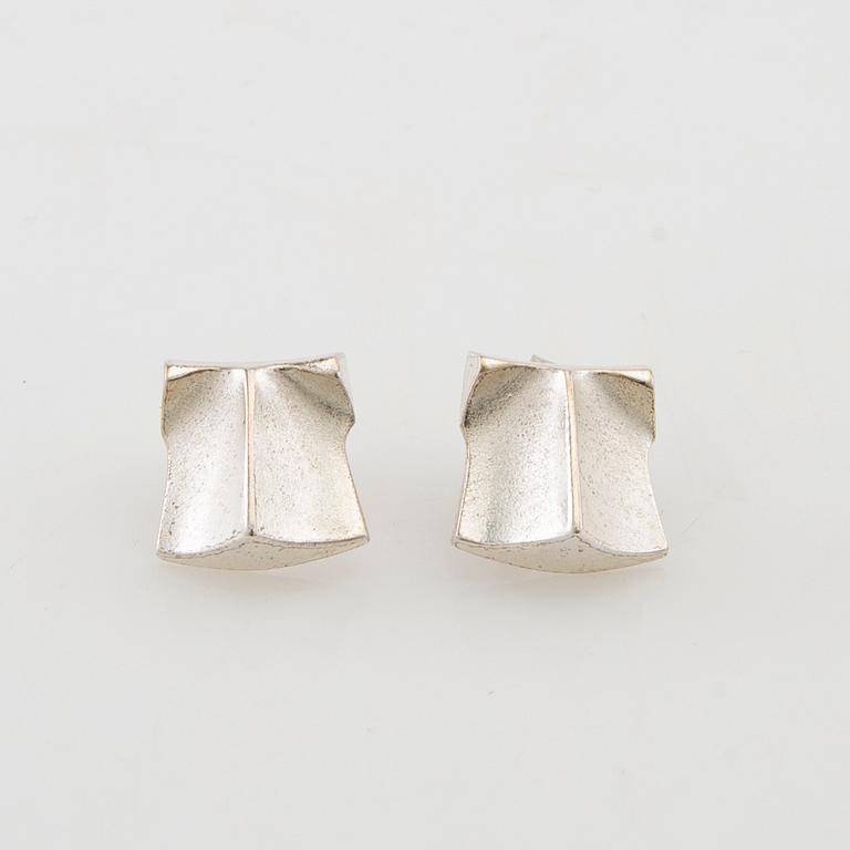 Björn Weckström, earrings a pair "Muletta" and ring "Pandora" 1985 silver, Lapponia.