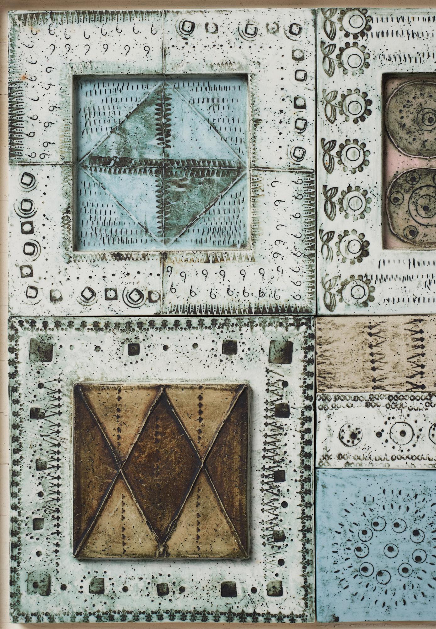 Rut Bryk, a stoneware wall relief, Arabia, Finland ca 1960.