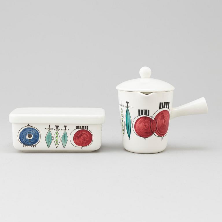 Four "Picknick" table ware items in earthenware, designed by Marianne Westman for Rörstrand, in production 1956-69.