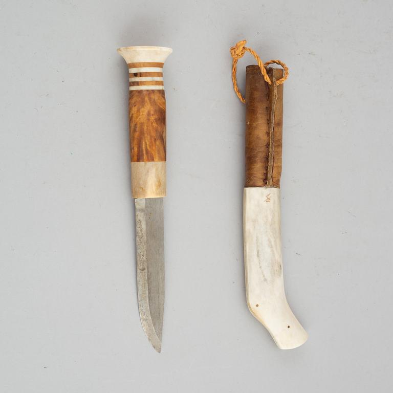 Svan Erik Lampinen, a Sami reindeer horn knife, Kiruna, signed.