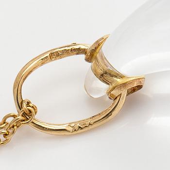 Tiffany & Co, Elsa Peretti, an 18K gold "Teardrop" necklace with a rock crystal pendant.
