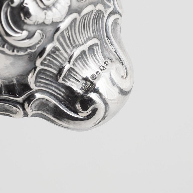 K Anderson, candlesticks, a pair, silver, Rococo style, Stockholm 1940.