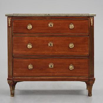 A late Gustavian mahogany commode, Stockholm, late 18th century.