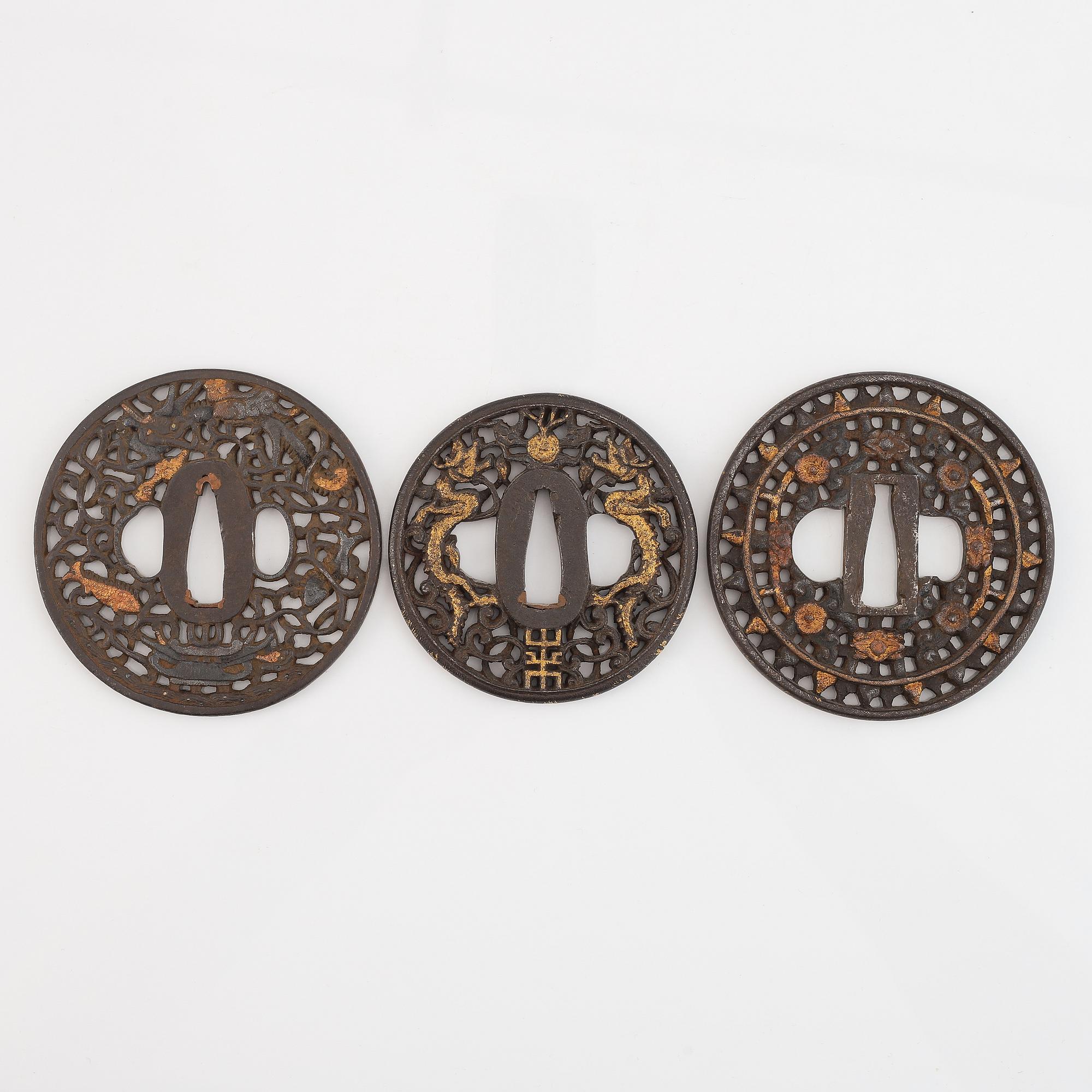 Four Japanese iron Tsubas, Edo.