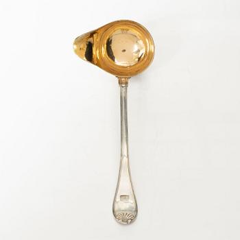 A set of three Swedish silver sauce ladles and a small sauce bowl, mark of Johan Petter Grönwall,  Stockholm 1824-37.