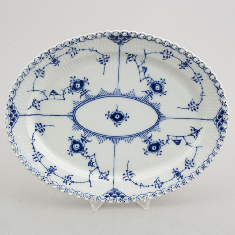 A 'Musselmalet' porcelain tureen with cover and a platter, Royal Copenhagen, Denmark 1957 and 1969-73.