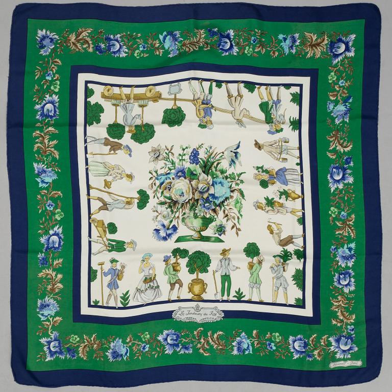 Hermès, a 'Les Jardiniers du Roy' silk scarf.