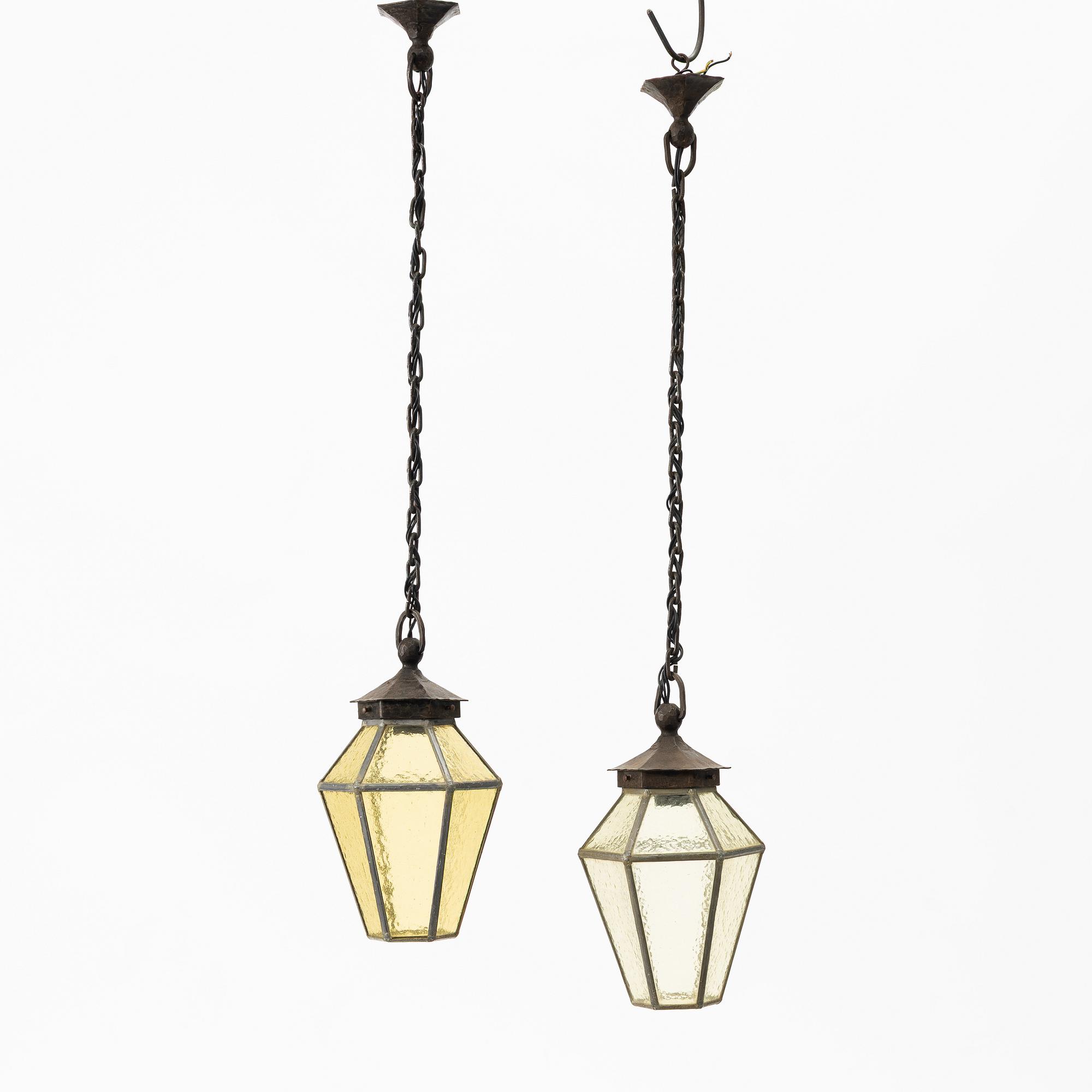 Harald Notini, a pair of ceiling lamps model 5912, Arvid Böhlmarks Lampfabrik, Stockholm, 1920s.