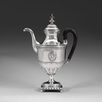 1007. A Finnish 18th century silver coffee-pot, marks of Anders Christian Levon, Åbo 1793.