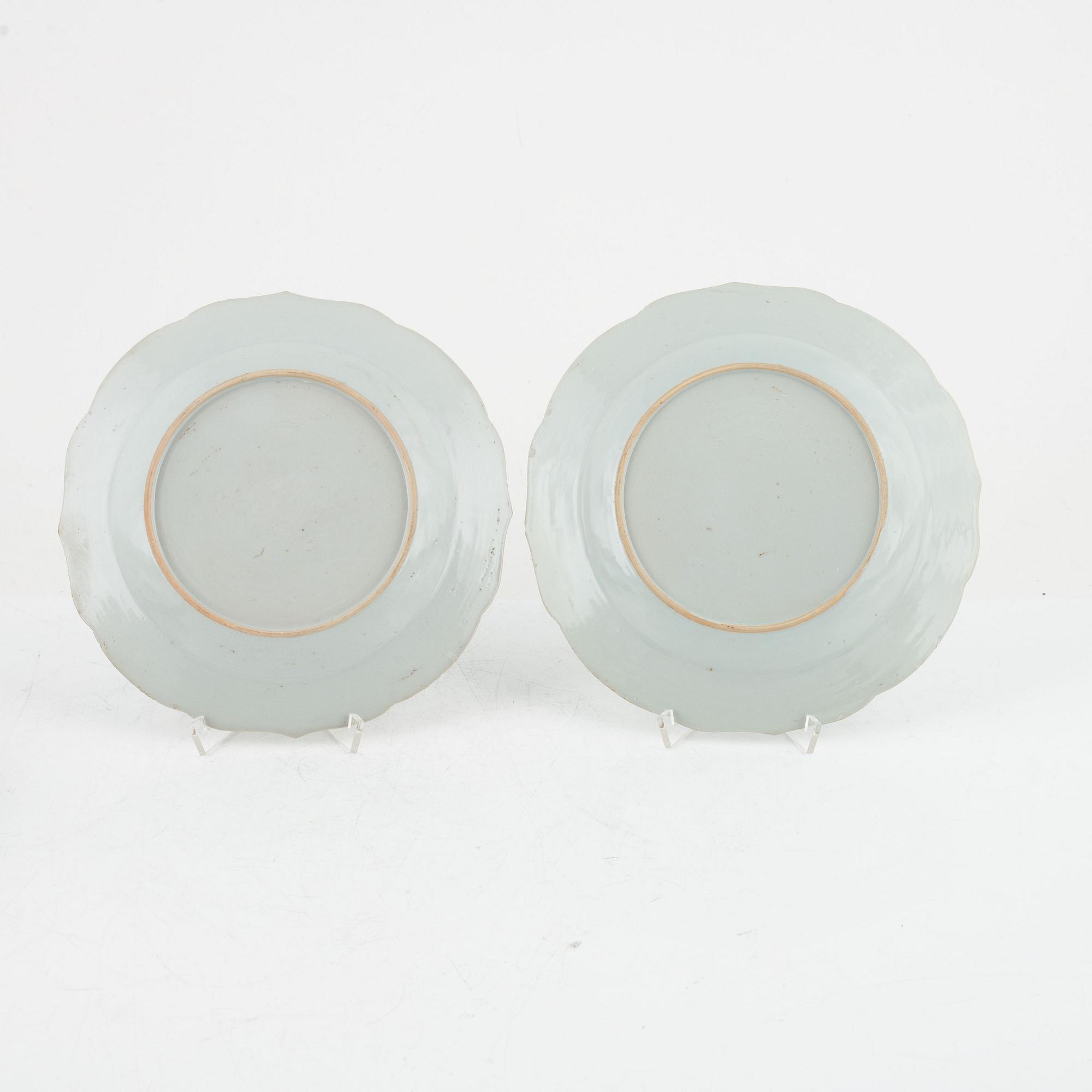 Tallrikar, 9 st, porslin, Kina, Qianlong 1736-95.