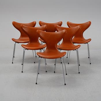 Arne Jacobsen, stolar, 6 st, Måsen/Liljan, Fritz Hansen.