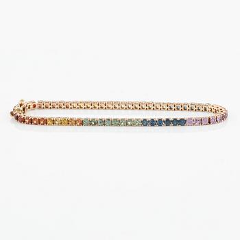 Bracelet 18K gold with multicoloured sapphires.