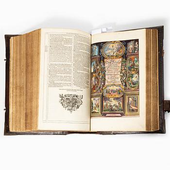 Biblia, Nürnberg 1662, med vackert bemålade gravyrer.