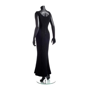 ESCADA, a black wool evening dress.