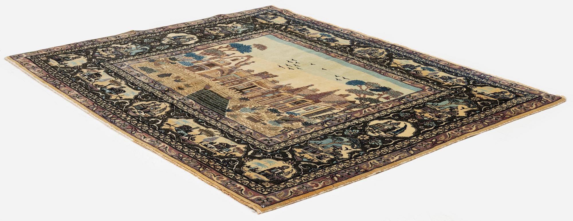 An antique Keshan 'Dabir' rug, Central Persia, c. 128 x 109 cm.