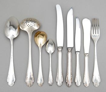 BESTICKSERVIS, 66 delar, silver, "HAGA", Skandia, 1900-talets mitt. Vikt 2160 g inklusive stålblad.