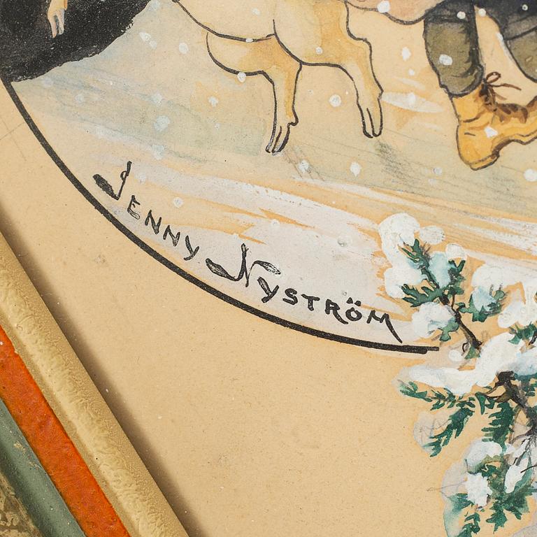JENNY NYSTRÖM, akvarell med täckvitt, signerad.