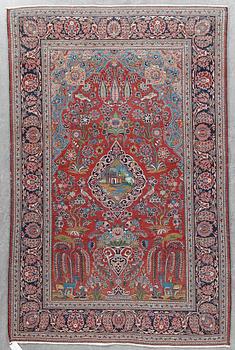 MATTA, old figural Keshan, ca 206x136 cm.