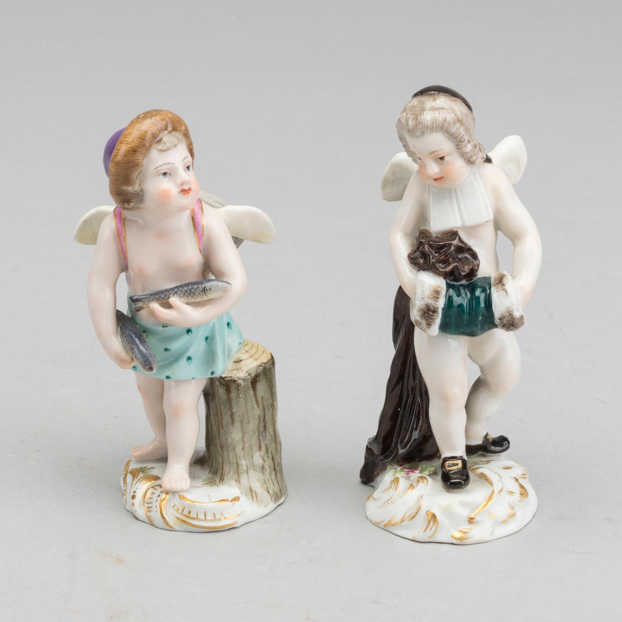 TWO FIGURINES, porcelain, Meissen, later half of the 19th century.