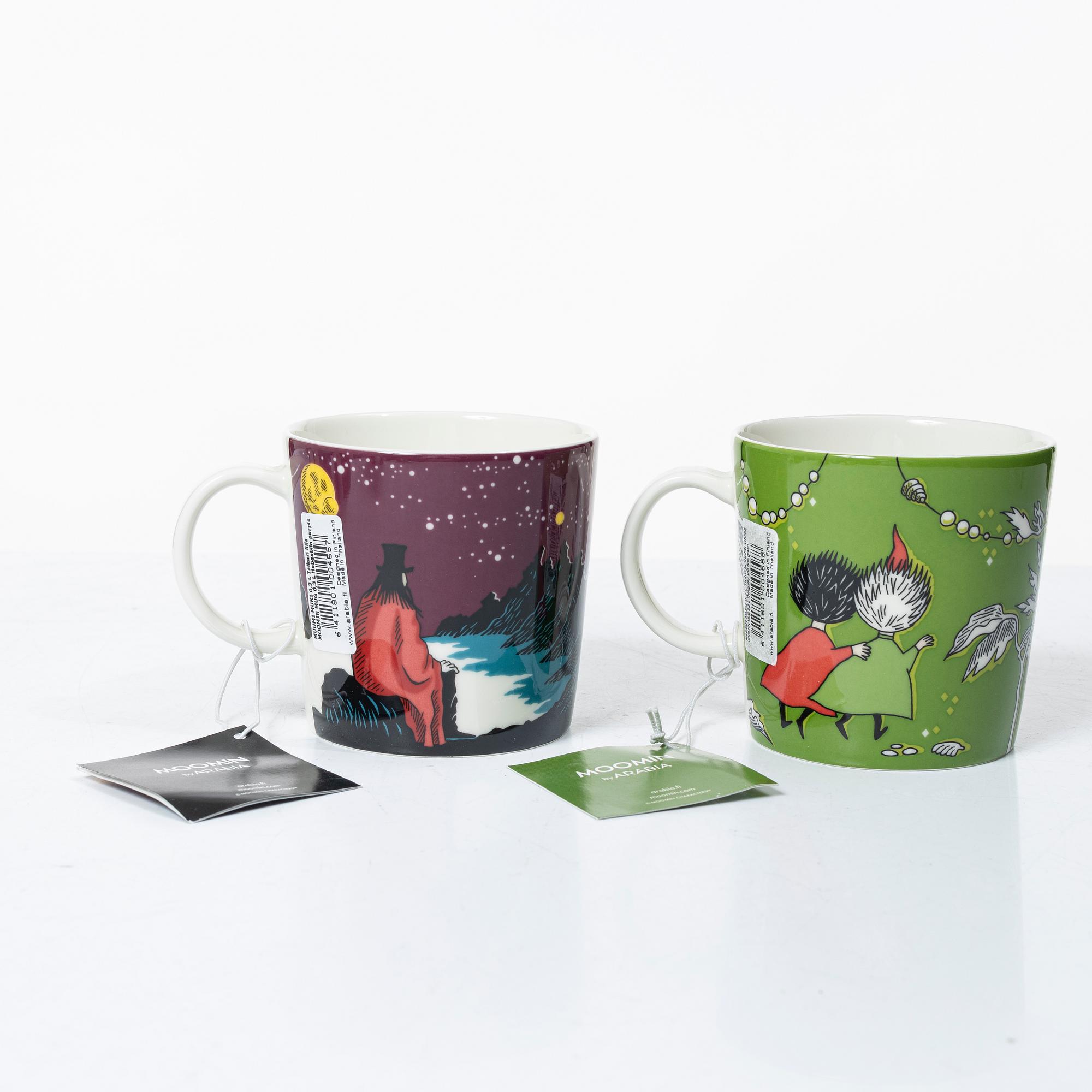 Arabia, 29 Moomin mugs, Finland.