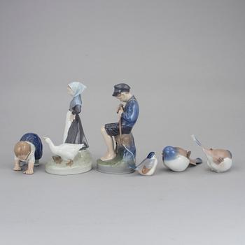 FIGURINER, 6 st, porslin, Royal Copenhagen och Bing & Gröndahl, Köpenhamn, Danmark.