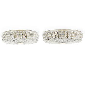 Carl Fagerlund, ceiling lights, a pair, Orrefors, 1960s.