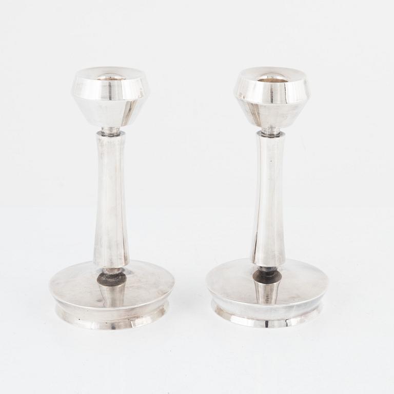 Rey Urban, a pair of Swedish silver candlesticks,  Stockholm 1966.