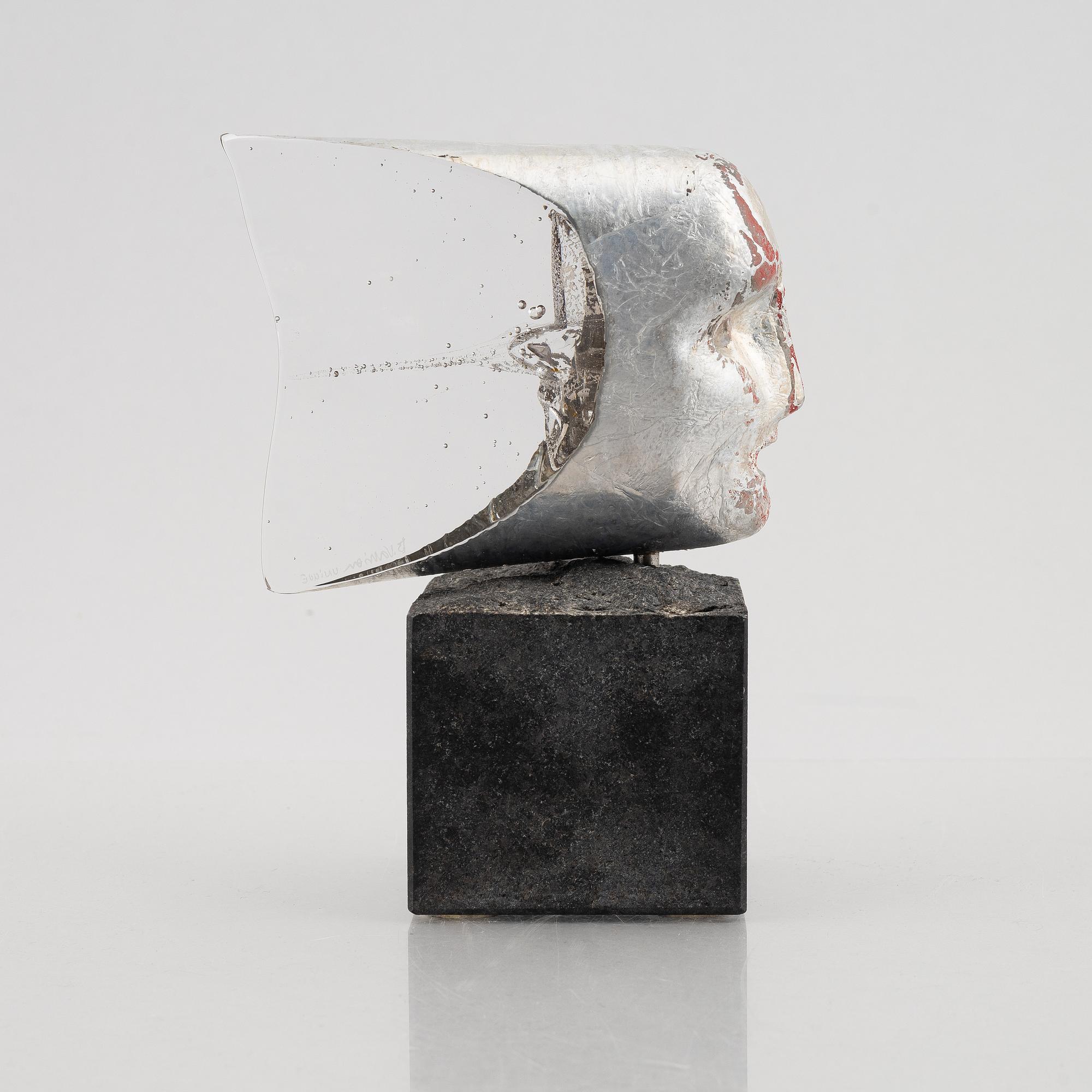 Bertil Vallien, a unique cast glass sculpture, 'Janus', Kosta Boda.