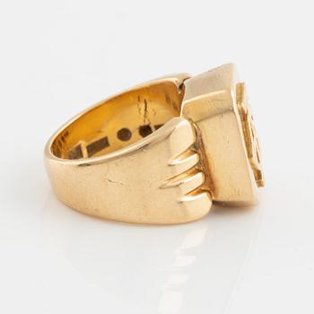 Ring, 18K guld, med monogram.