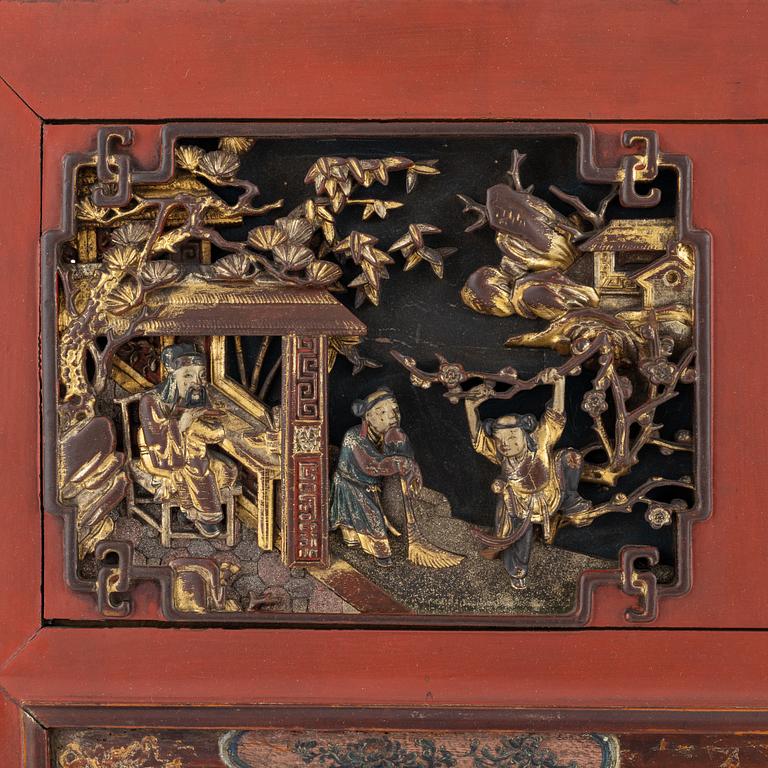 A finely carved wooden panel/part of an interior, Qing dynasty, 19th Century.